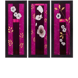 eCraftIndia Set of 3 Purple Floral UV Wall Art-image-7