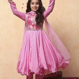 Biba Girls Floral Printed Regular Kurta with Palazzos & With Dupatta-image-71