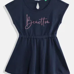 United Colors of Benetton Girls Brand Logo Print Cotton Fit & Flare Dress-picture-10