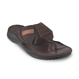 Mochi Men Brown Comfort Leather Sandals-image-10