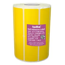 Tudko 50x25 mm 80 GSM 2 UP Self Adhesive Paper Label Yellow-45
