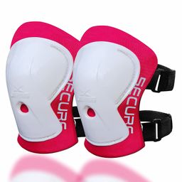JASPO Secure Hybrid Knee Guards for Skating Cycling Skateboarding Roller Skating Inline Skate Running Pink - Small-26