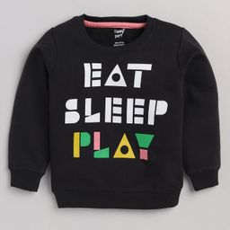 TOONYPORT Eat Sleep Play Text Printed Sweatshirt - Dark Grey-image-76