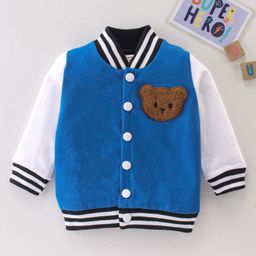 Kookie Kids Full Sleeves Winter Wear Bomber Jacket with 3 D Bear Applique Detailing - Blue-image-93
