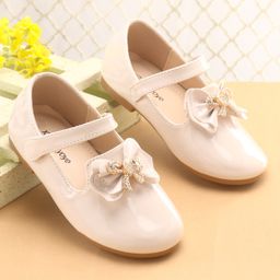 Babyoye Ballerina with Velcro Closure & Bow Applique Beige-image-14