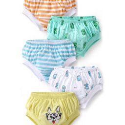 Doodle Poodle 100% Cotton Knit Briefs With Striped & Animals Print Pack Of 5 - Multicolour-image-41