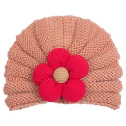 SYGA Wool Cap Warm Stretchable Knitted Flower Hat - Coffee-image-6
