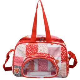 Kuber Industries Baby Diaper Bag  Maternity Diaper Changing Bag  Travel Diaper Bag  Diaper Bag for Mothers  Transparent D Pocket Baby Bag  Teddy Bear Diaper Bag with Straps  Red-20