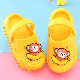 Oh! Pair Clogs with Back Strap Closure & Monkey Applique  -   Yellow-image-63