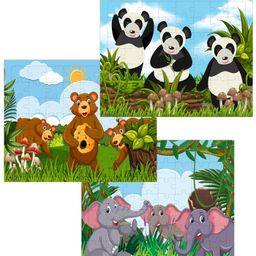 Fiddlys 54 Pcs Wood Jigsaw Puzzles for Kids & Children (Pack of 3 Bears Elephant Panda -54 Pcs)-15