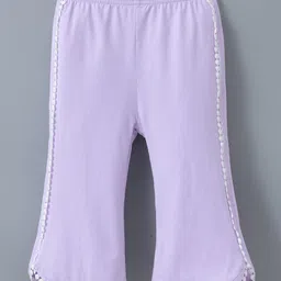 Kookie Kids Cotton Full Length Lounge Pants with Lace Detailing - Purple-picture-0