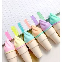 Paper Moon Set of 6 Pcs Colourful Softy Ice Cream Marker/Highlighter Pen for Kids Stationery - Multicolor-26