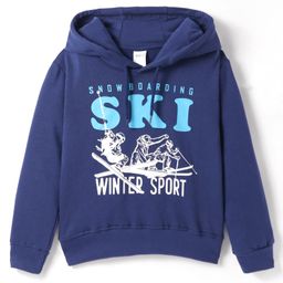 Taeko Fleece Knit Full Sleeves Sweatshirt with Text Print - Blue-image-11