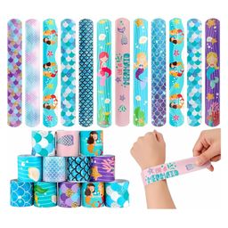 Birthday Popper Mermaid Theme Slap Bracelets Bands as Birthday Return Gifts-Pack of 12- Birthday Return Gifts for Girls of All Ages - Multicolor-28