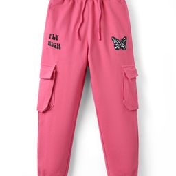 Pine Kids Knit Full Length Lounge Pant With Butterfly Print - Dark Pink-image-30
