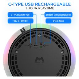 mirana toys Mirana C-Type USB Rechargeable Battery Powered Hover Football Indoor Floating Hoverball Soccer - Maroon & Golden image 2
