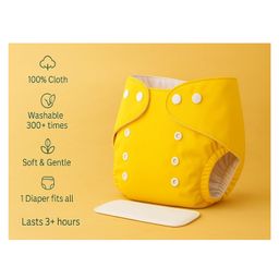 Sparkle Joy Free Size Reusable Cloth Diaper With Insert Pad 3 Pcs Diaper With 2 Pcs Insert- Pink,Yellow,Purple image 2