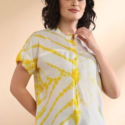CORSICA Tie and Dye Mandarin Collar Top-image-50
