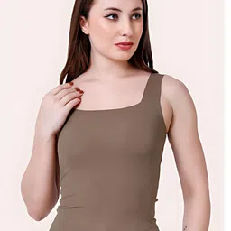 Kilvis Brown Nylon Lightly Padded Camisoles-picture-3