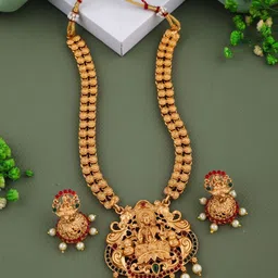 Anouk Gold-Plated Cubic Zirconia Studded And Beaded Jewellery Set-93