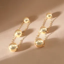 Rubans 18K Gold Plated Stainless Steel Tarnish-Free Waterproof Ball Chain Dangle Earrings-15