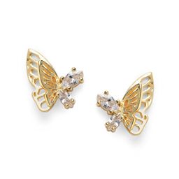 Avyana Gold Plated CZ Butterfly Stud Earrings-image-12