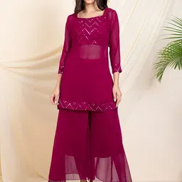 vibes by deebaco DEEBACO Embroidered Round Neck Top & Tunic With Palazzo-picture-21