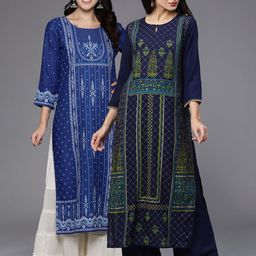 Indo Era Pack Of 2 Ethnic Motifs Printed Kurta-image-89