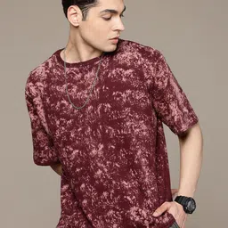 Moda Rapido Washed Effect Tie & Dyed Drop-Shoulder Sleeves Oversized Fit T-shirt-picture-10