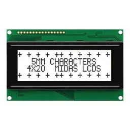 MIDAS DISPLAYS DISPLAY, ALPHANUMERIC, 20X4, WHITE, MC42005A6W-FPTLW3-V2-10