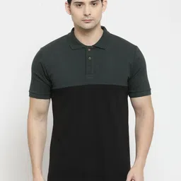 Kalt Men Colourblocked Polo Collar Applique T-shirt-image-9