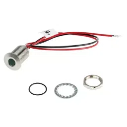 RS PRO Green Panel Mount Indicator 10.8-13.2V DC, Mounting Hole Size 10 mm, Termination Type Lead Wires, IP Rating IP67, Model No 1393352-29