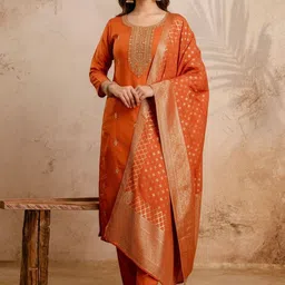 Twika Women Ethnic Motifs Embroidered Kurta with Trousers & Dupatta-picture-15
