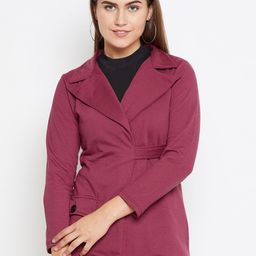 Belle Fille Women Maroon Solid Jacket-image-20