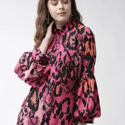 plusS Studio Pink & Black Snakeskin Print Top-image-41