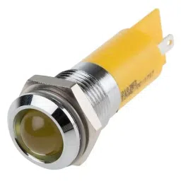 RS PRO Yellow Panel Mount Indicator 12 V, Mounting Hole Size 14 mm, Termination Type Solder Tab, Model No 210383-9