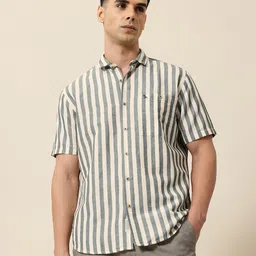 Mr Bowerbird Men Premium Striped Linen Cotton Casual Shirt-image-49