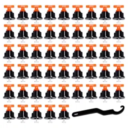 FLAMINGO ENTERPRISE 50 Pcs Tile Leveling System & Leveler Needle Line with Level Tool 1.5 mm Non-Magnetic Orange & Black 9 cm Length, FM-258 image 3