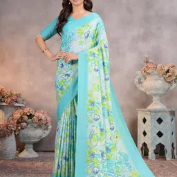 Garden Vareli Floral Printed Pure Crepe Saree-picture-22
