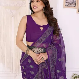 Anouk Ethnic Motifs Printed Saree With Blouse Piece image 4