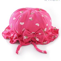 Babyoye Eco Conscious 100% Cotton Floral Printed Cap Dark Pink - Diameter 16 cm-image-33