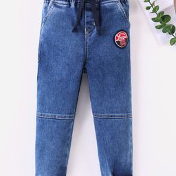 Kookie Kids Denim Full Length Cut & Sew with Badge Detailing Jeans - Blue-image-63