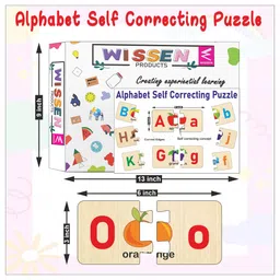 WISSEN Wooden Capital and Small Alpahbet with picture self correcting matching puzzles 52 Pieces-picture-16