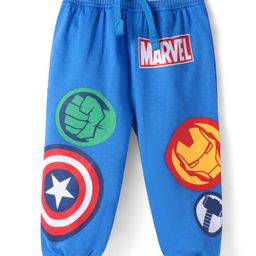 Babyhug Marvel Terry Knit Full Length Track Pant With Avengers Graphics - Blue-image-52