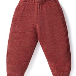 Babyhug Knit Full Length Solid Colour Fleece & Woollen Bottom - Maroon-picture-7