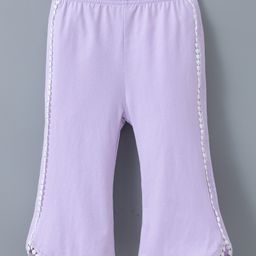 Kookie Kids Cotton Full Length Lounge Pants with Lace Detailing - Purple-image-80