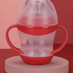The Cheeky Kidzz Unbreakable Baby Spout Sippy Feeding Milk Juices Liquids Silicone Bottle Feeder BPA Free- 200 ml (RED)-image-97