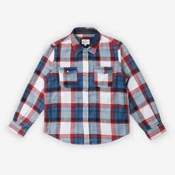 Pepe Jeans Cotton Woven Full Sleeves Checks Shirt - Light Red & White-picture-12