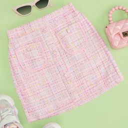 Pantaloons Junior Abstract Printed Skirt - Blush Pink-image-3