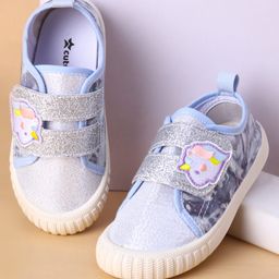 Cute Walk by Babyhug Velcro Closure Casual Shoes with Glitter Print - Silver-image-16